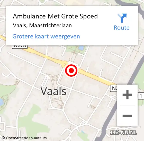 Locatie op kaart van de 112 melding: Ambulance Met Grote Spoed Naar Vaals, Maastrichterlaan op 19 februari 2015 12:47