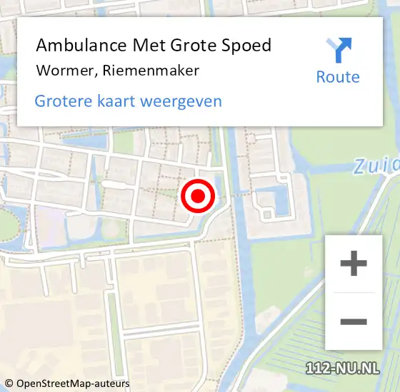 Locatie op kaart van de 112 melding: Ambulance Met Grote Spoed Naar Wormer, Riemenmaker op 19 februari 2015 13:06