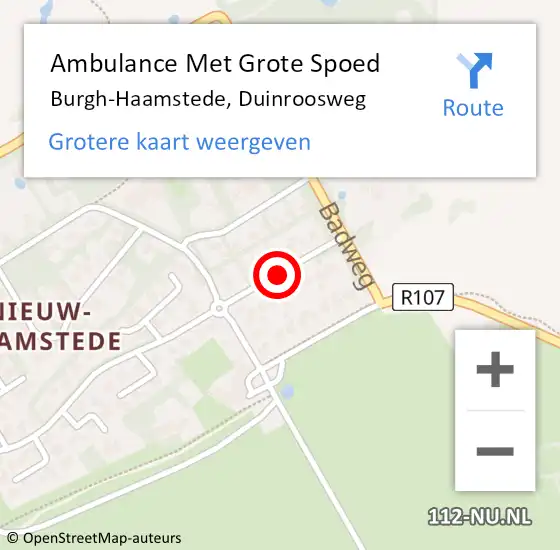 Locatie op kaart van de 112 melding: Ambulance Met Grote Spoed Naar Burgh-Haamstede, Duinroosweg op 19 februari 2015 13:08