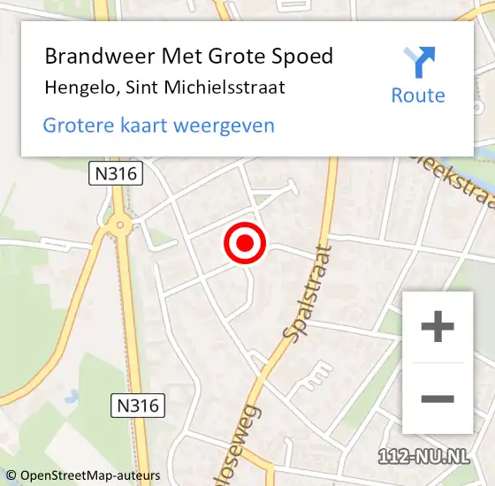 Locatie op kaart van de 112 melding: Brandweer Met Grote Spoed Naar Hengelo, Sint Michielsstraat op 19 februari 2015 14:26