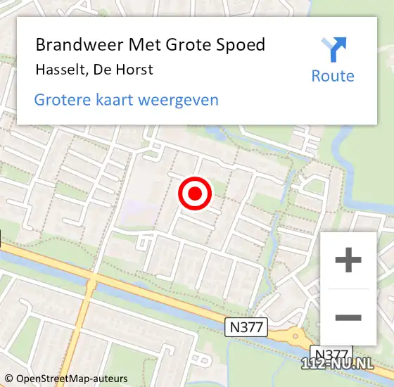 Locatie op kaart van de 112 melding: Brandweer Met Grote Spoed Naar Hasselt, De Horst op 19 februari 2015 14:54