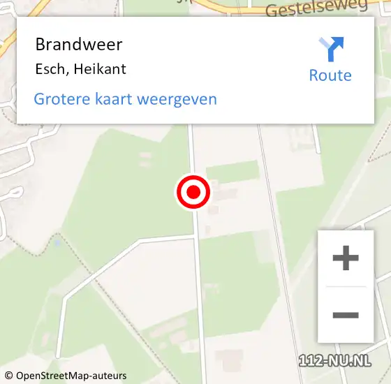 Locatie op kaart van de 112 melding: Brandweer Esch, Heikant op 19 februari 2015 15:15