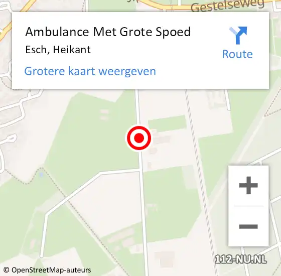 Locatie op kaart van de 112 melding: Ambulance Met Grote Spoed Naar Esch, Heikant op 19 februari 2015 15:24