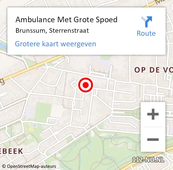 Locatie op kaart van de 112 melding: Ambulance Met Grote Spoed Naar Brunssum, Sterrenstraat op 19 februari 2015 15:36