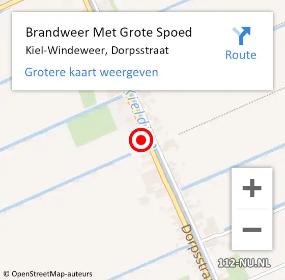 Locatie op kaart van de 112 melding: Brandweer Met Grote Spoed Naar Kiel-Windeweer, Dorpsstraat op 19 februari 2015 15:43