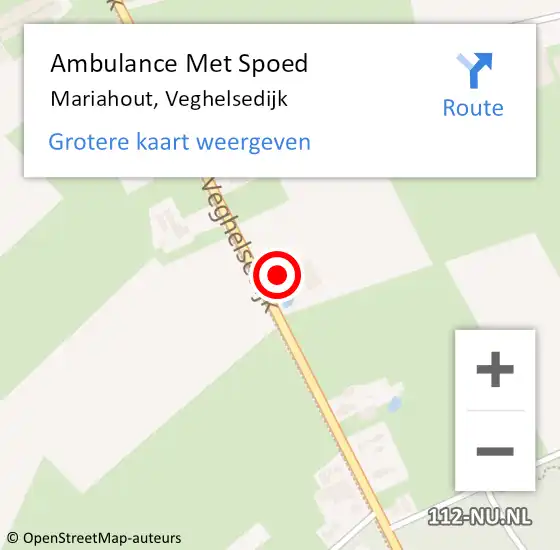 Locatie op kaart van de 112 melding: Ambulance Met Spoed Naar Mariahout, Veghelsedijk op 19 februari 2015 16:23