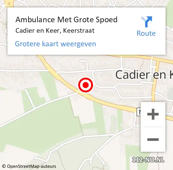 Locatie op kaart van de 112 melding: Ambulance Met Grote Spoed Naar Cadier en Keer, Keerstraat op 19 februari 2015 16:33