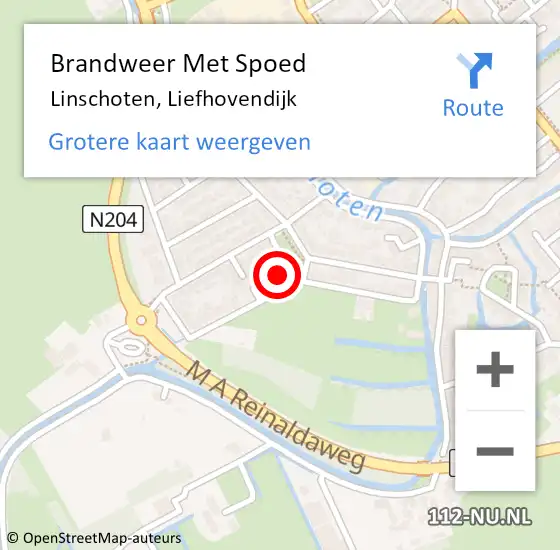 Locatie op kaart van de 112 melding: Brandweer Met Spoed Naar Linschoten, Liefhovendijk op 19 februari 2015 17:04