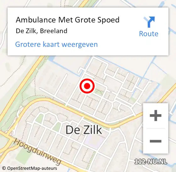 Locatie op kaart van de 112 melding: Ambulance Met Grote Spoed Naar De Zilk, Breeland op 19 februari 2015 17:04