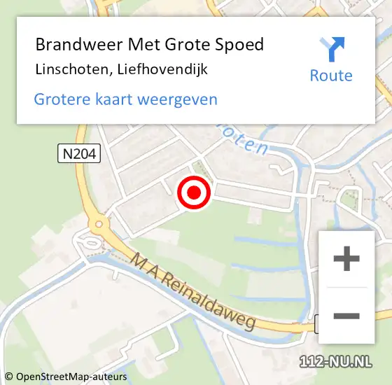 Locatie op kaart van de 112 melding: Brandweer Met Grote Spoed Naar Linschoten, Liefhovendijk op 19 februari 2015 17:05