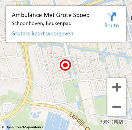 Locatie op kaart van de 112 melding: Ambulance Met Grote Spoed Naar Schoonhoven, Beukenpad op 19 februari 2015 17:17