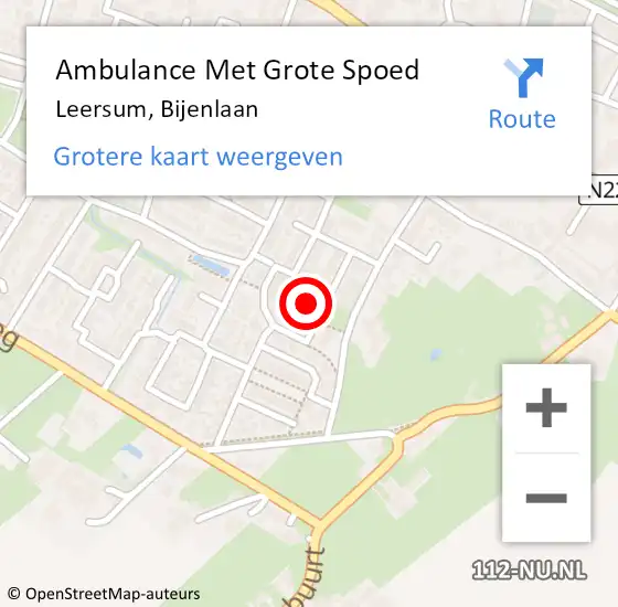 Locatie op kaart van de 112 melding: Ambulance Met Grote Spoed Naar Leersum, Bijenlaan op 19 februari 2015 17:20