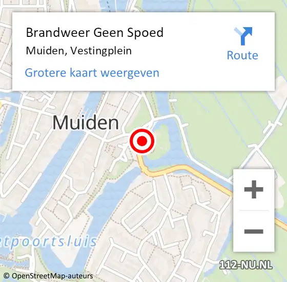 Locatie op kaart van de 112 melding: Brandweer Geen Spoed Naar Muiden, Vestingplein op 19 februari 2015 17:44