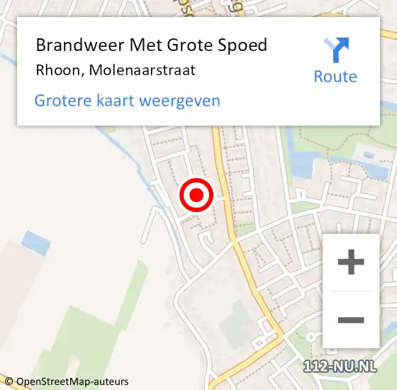 Locatie op kaart van de 112 melding: Brandweer Met Grote Spoed Naar Rhoon, Molenaarstraat op 19 februari 2015 18:18