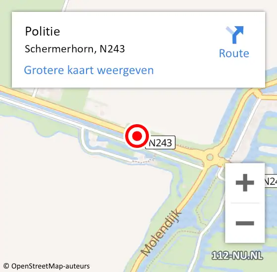 Locatie op kaart van de 112 melding: Politie Schermerhorn, N243 op 19 februari 2015 18:25