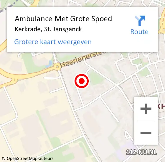 Locatie op kaart van de 112 melding: Ambulance Met Grote Spoed Naar Kerkrade, St. Jansganck op 19 februari 2015 19:02