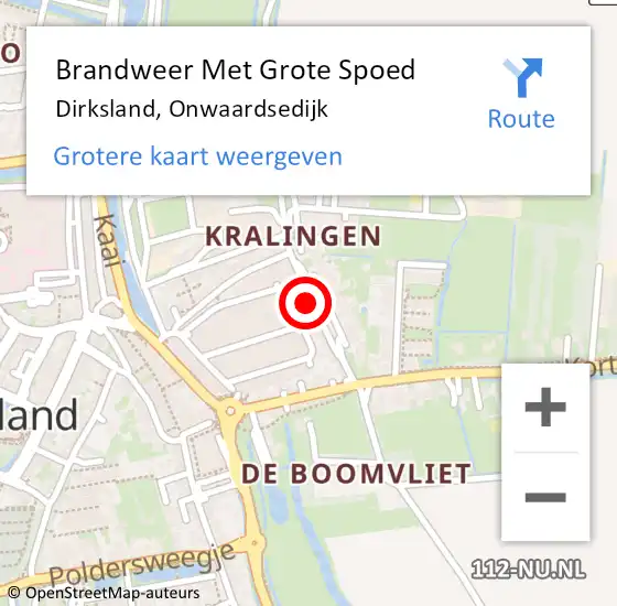 Locatie op kaart van de 112 melding: Brandweer Met Grote Spoed Naar Dirksland, Onwaardsedijk op 30 oktober 2013 12:16