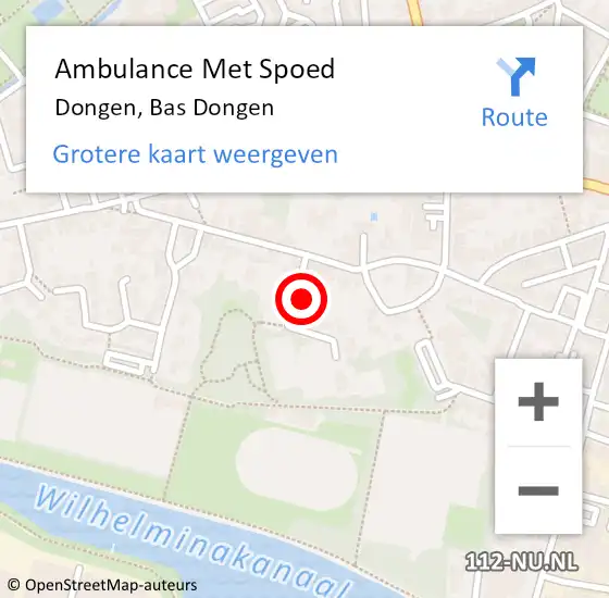 Locatie op kaart van de 112 melding: Ambulance Met Spoed Naar Dongen, Bas Dongen op 19 februari 2015 19:30