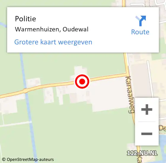 Locatie op kaart van de 112 melding: Politie Warmenhuizen, Oudewal op 19 februari 2015 19:31