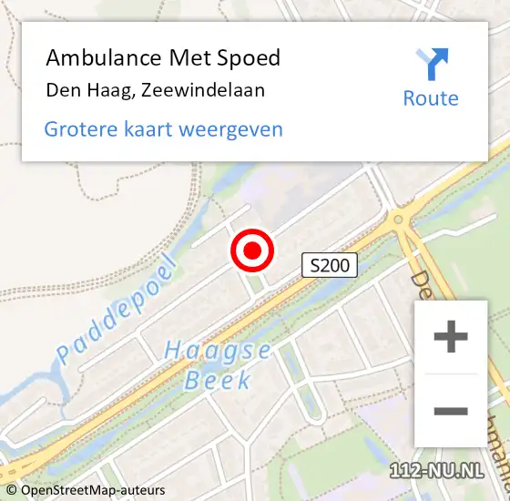 Locatie op kaart van de 112 melding: Ambulance Met Spoed Naar Den Haag, Zeewindelaan op 19 februari 2015 19:51