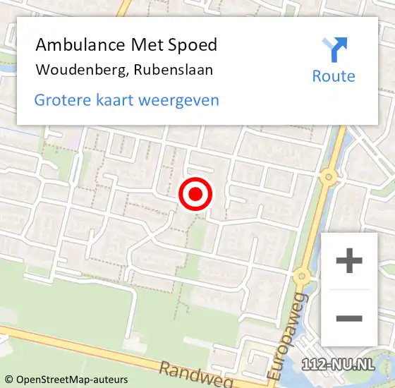 Locatie op kaart van de 112 melding: Ambulance Met Spoed Naar Woudenberg, Rubenslaan op 19 februari 2015 22:41