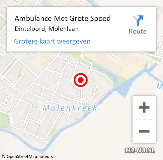 Locatie op kaart van de 112 melding: Ambulance Met Grote Spoed Naar Dinteloord, Molenlaan op 19 februari 2015 23:27