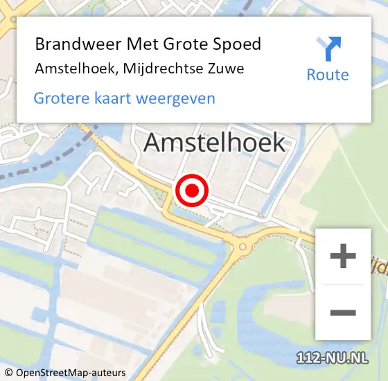 Locatie op kaart van de 112 melding: Brandweer Met Grote Spoed Naar Amstelhoek, Mijdrechtse Zuwe op 19 februari 2015 23:43