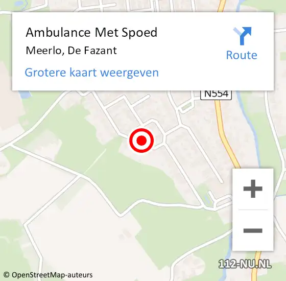 Locatie op kaart van de 112 melding: Ambulance Met Spoed Naar Meerlo, De Fazant op 20 februari 2015 01:13