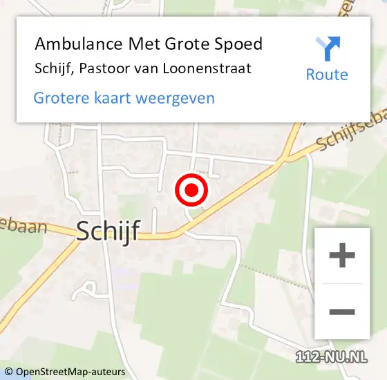 Locatie op kaart van de 112 melding: Ambulance Met Grote Spoed Naar Schijf, Pastoor van Loonenstraat op 20 februari 2015 01:47