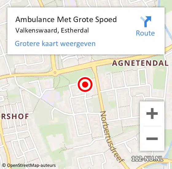 Locatie op kaart van de 112 melding: Ambulance Met Grote Spoed Naar Valkenswaard, Estherdal op 20 februari 2015 03:08