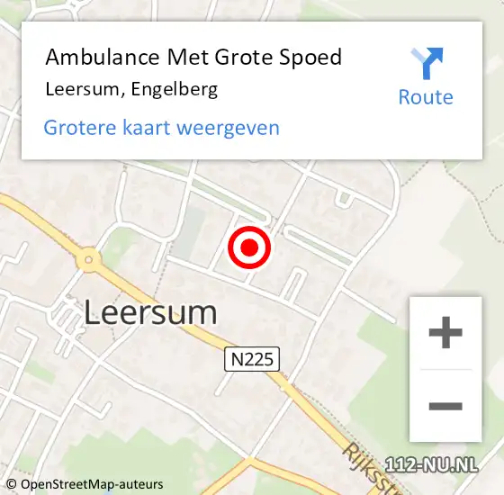 Locatie op kaart van de 112 melding: Ambulance Met Grote Spoed Naar Leersum, Engelberg op 20 februari 2015 05:03