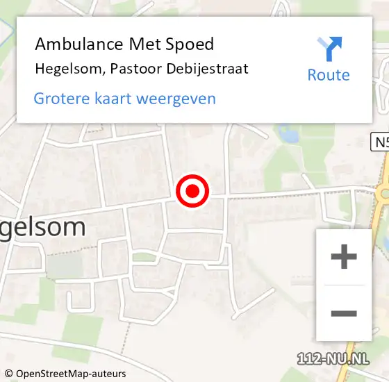 Locatie op kaart van de 112 melding: Ambulance Met Spoed Naar Hegelsom, Pastoor Debijestraat op 20 februari 2015 06:23