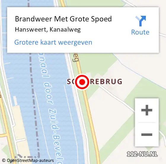 Locatie op kaart van de 112 melding: Brandweer Met Grote Spoed Naar Hansweert, Kanaalweg op 20 februari 2015 06:26