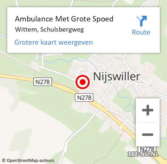 Locatie op kaart van de 112 melding: Ambulance Met Grote Spoed Naar Wittem, Schulsbergweg op 20 februari 2015 06:49