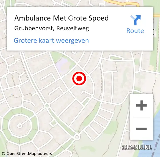 Locatie op kaart van de 112 melding: Ambulance Met Grote Spoed Naar Grubbenvorst, Reuveltweg op 20 februari 2015 08:45