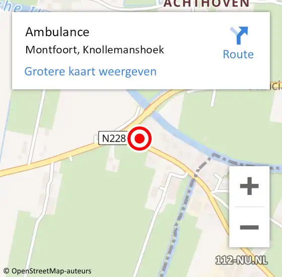 Locatie op kaart van de 112 melding: Ambulance Montfoort, Knollemanshoek op 20 februari 2015 09:49