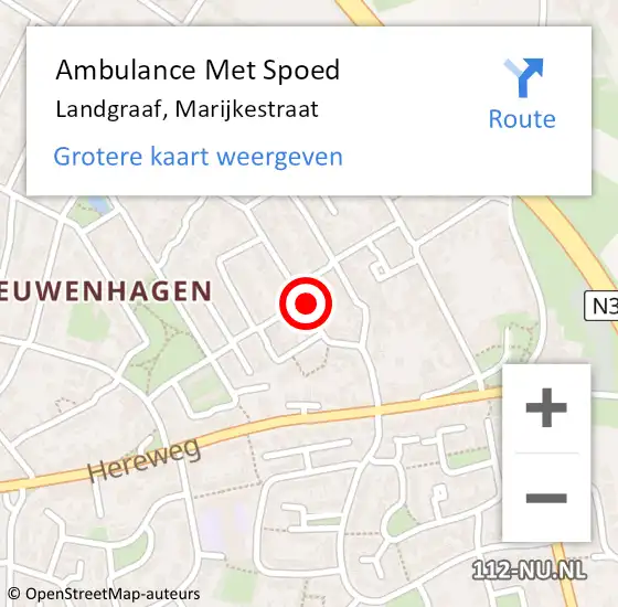 Locatie op kaart van de 112 melding: Ambulance Met Spoed Naar Landgraaf, Marijkestraat op 20 februari 2015 10:41