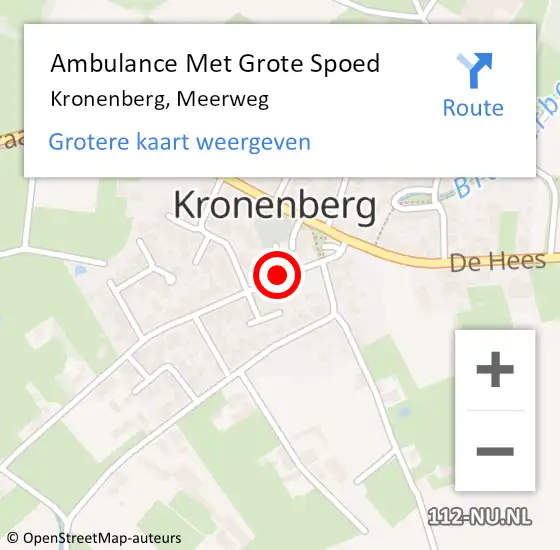 Locatie op kaart van de 112 melding: Ambulance Met Grote Spoed Naar Kronenberg, Meerweg op 20 februari 2015 11:16