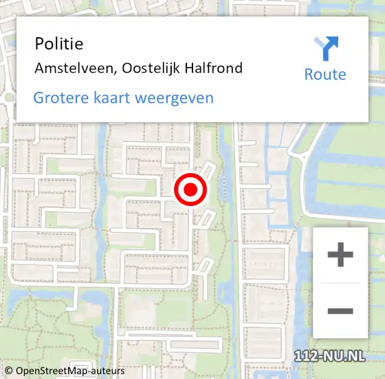 Locatie op kaart van de 112 melding: Politie Amstelveen, Oostelijk Halfrond op 20 februari 2015 11:20