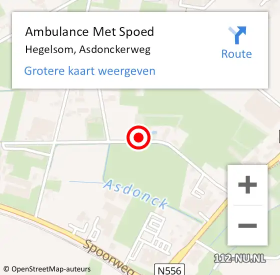 Locatie op kaart van de 112 melding: Ambulance Met Spoed Naar Hegelsom, Asdonckerweg op 20 februari 2015 12:03