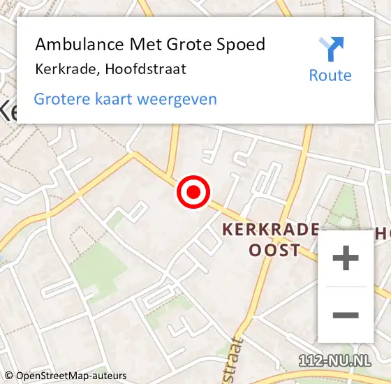 Locatie op kaart van de 112 melding: Ambulance Met Grote Spoed Naar Kerkrade, Hoofdstraat op 20 februari 2015 12:12