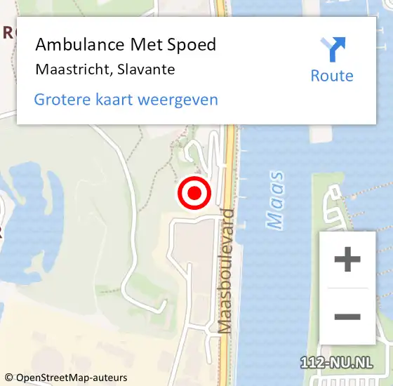 Locatie op kaart van de 112 melding: Ambulance Met Spoed Naar Maastricht, Slavante op 20 februari 2015 12:17