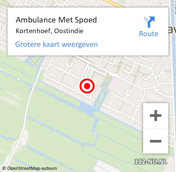 Locatie op kaart van de 112 melding: Ambulance Met Spoed Naar Kortenhoef, Oostindie op 20 februari 2015 12:22