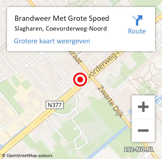Locatie op kaart van de 112 melding: Brandweer Met Grote Spoed Naar Slagharen, Coevorderweg-Noord op 20 februari 2015 12:34