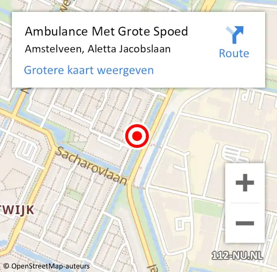 Locatie op kaart van de 112 melding: Ambulance Met Grote Spoed Naar Amstelveen, Aletta Jacobslaan op 20 februari 2015 13:27