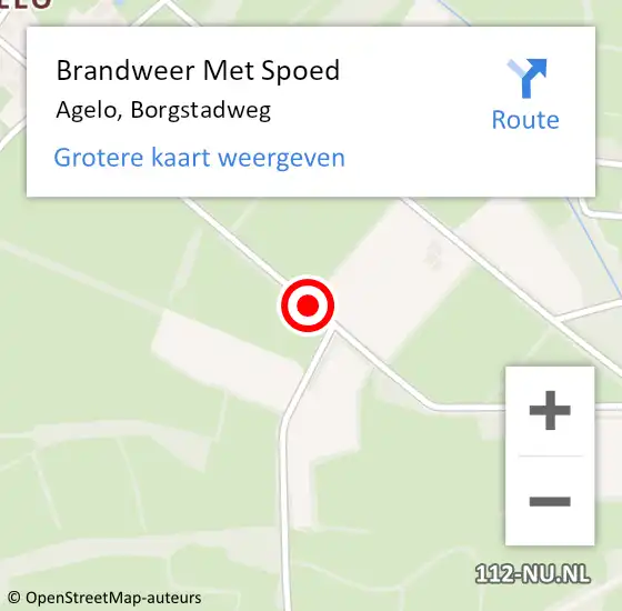 Locatie op kaart van de 112 melding: Brandweer Met Spoed Naar Agelo, Borgstadweg op 20 februari 2015 13:33