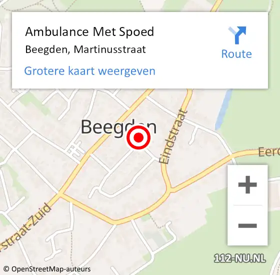 Locatie op kaart van de 112 melding: Ambulance Met Spoed Naar Beegden, Martinusstraat op 20 februari 2015 13:49