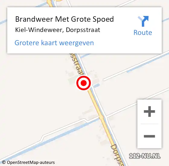 Locatie op kaart van de 112 melding: Brandweer Met Grote Spoed Naar Kiel-Windeweer, Dorpsstraat op 20 februari 2015 14:03