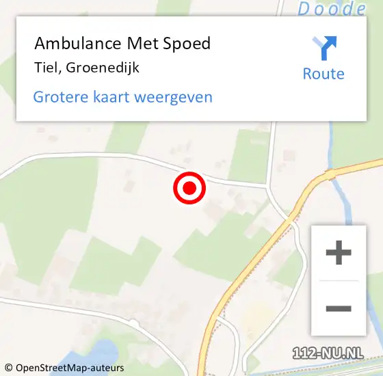 Locatie op kaart van de 112 melding: Ambulance Met Spoed Naar Tiel, Groenedijk op 20 februari 2015 14:04