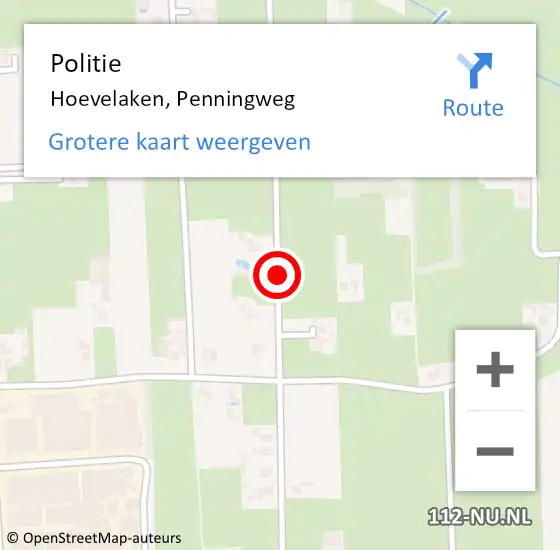 Locatie op kaart van de 112 melding: Politie Hoevelaken, Penningweg op 20 februari 2015 14:05